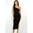 thumbnail image 2 of One Shoulder Side Slit Midi Bodycon Dress, 2 of 9