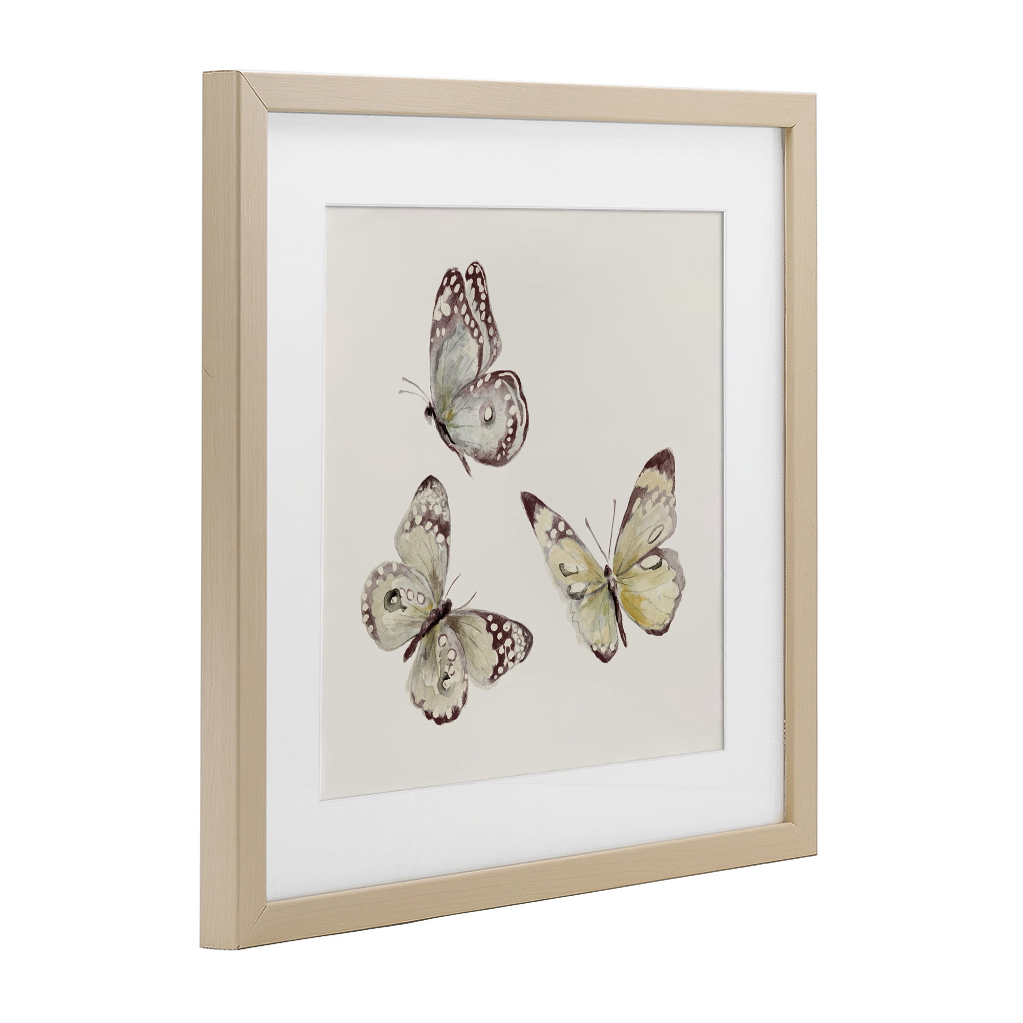Stupell Industries Isolated Butterflies on Beige Birch Framed Print Under Glass, design by Patricia Pinto