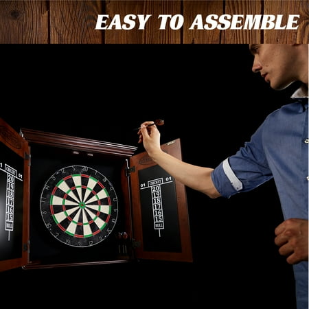 Barrington - Billiards Chatham Wood Dartboard Cabinet With 18” Bristle Dartboard and Steel Tip Dart Set - Brown