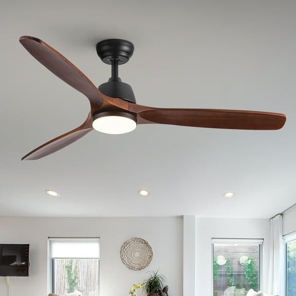Witaxima 52" Brown Wood Smart Ceiling Fan with Remote, LED Light Kit, Reversible Blades for Sloped Ceiling