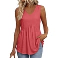 thumbnail image 2 of Endives Tank Tops For Women Linen Top V Neck Pleated Sleeveless Tops Summer Casual Shirts Pullover Tops Red, 2 of 5