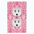 thumbnail image 1 of Metal Light Switch Plate Outlet Cover (Victorian Damask Flower Feather Red Pattern - Single Duplex), 1 of 2