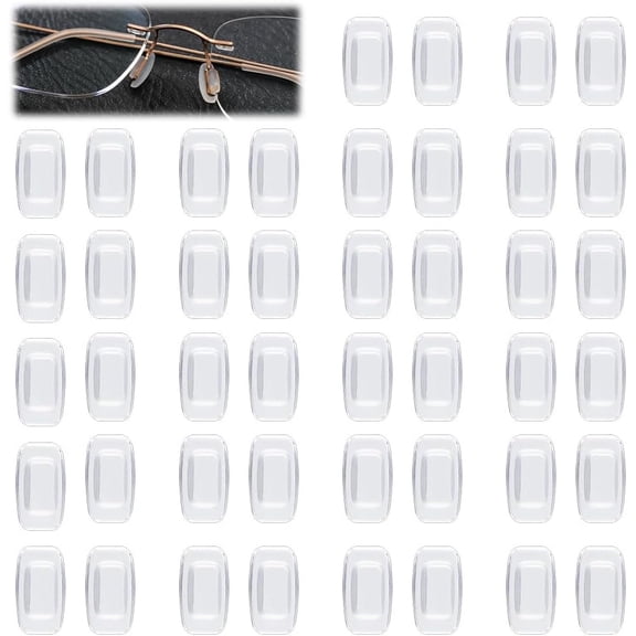 100Pcs Soft Silicone Eyeglass Nose Pad 3mm Heighten Non Slip Eyeglass Nose Pads Clear Rectangle Glasses Frame Pads Replacement