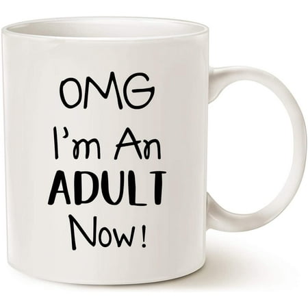 

Funny 18th Birthday Gifts for Son Daughter Children Best Friend OMG I m An Adult Now Coffee Mug Born In 2001 2002 Year Gift for 18 Year Old White 11 Oz