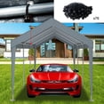 thumbnail image 3 of Barara King Carport Replacement Cover, 12x20ft Carport Replacement Canopy Cover with 76 Elastic Buckles Suit for Garage Shelter, Frame is Not Included,Grey, 3 of 8