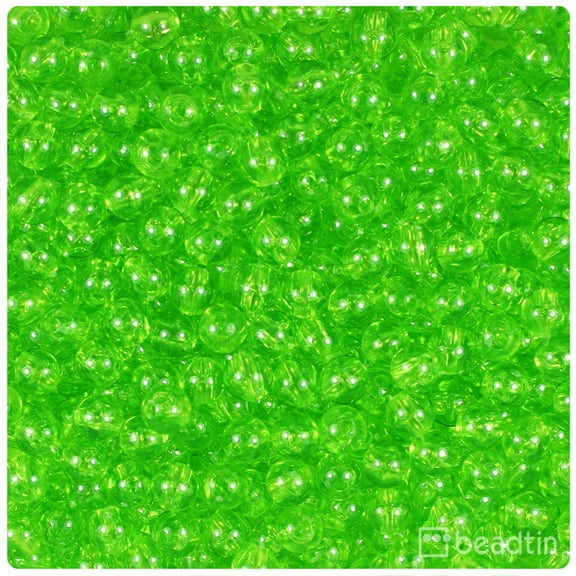 BeadTin Lime Transparent 6mm Round Craft Beads (500pcs)