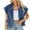 Blue, variant on Frostluinai Oversized Denim Jacket Women Cap Sleeve Notch V Neck Denim Vests Button Down Loose Fit Jean Tanks Lightweight Jean Vests with Pocket