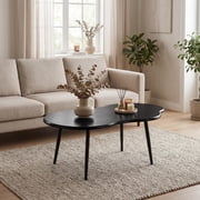 Giantex Cloud Coffee Table, Modern Irregular Easy Assembly Center Table, Tea Table, Black