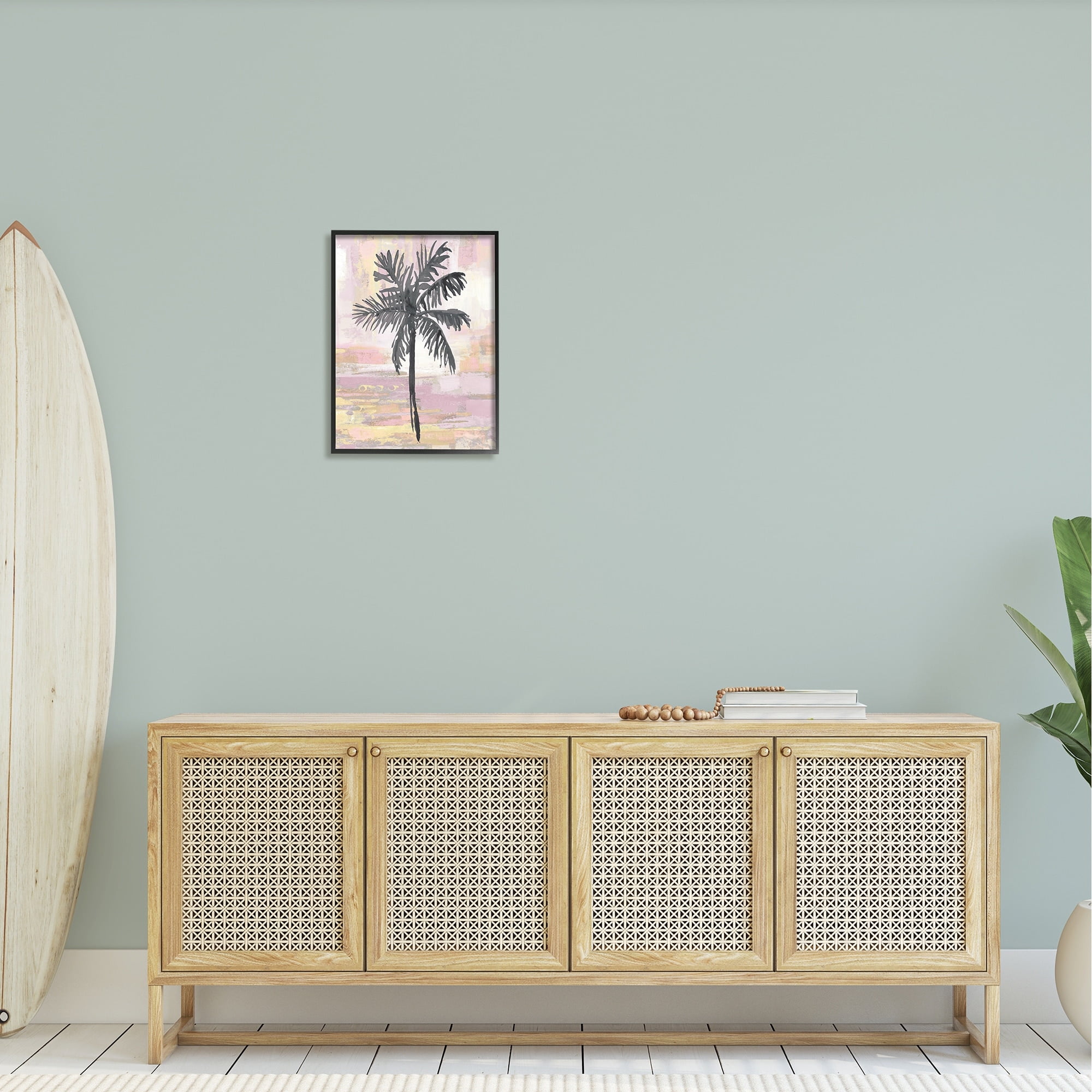 Stupell Industries Pastel Pink Palm Tree Tropical Abstract Design Framed Wall Art, 16 x 20, Design by Kristen Dew