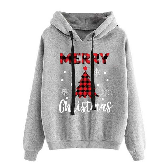 EGNMCR Chandail de Noël pour Femme, Mode Décontractée, Manches Longues, Imprimé de Noël, Chandail à Capuche, Hauts, Blouse, Chandails à Capuchon pour Femmes