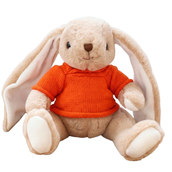 9in Huggable Bunny Stuffed Animal Wearing Solid Color Knit Sweater Rabbit Plushie Collectible Soft Toy for Bedroom Decor Holiday Present