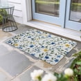 thumbnail image 2 of Blue Yellow Spring Floral Doormat Outdoor Entrance 24"x36", Elegant Summer Botanical Green Absorb Moisture Dirt Door Mats, Non-Slip Rubber Backing Floor Mats Indoor, Low-Profile Front Door Rugs, 2 of 9