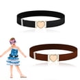thumbnail image 1 of Cinturones elásticos, paquete de 2 cinturones ajustables con forma de corazón para niños, hebilla de cinturón elástica para decorar para niños, niñas y adolescentes (negro, café), 1 of 7