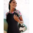 thumbnail image 5 of LRD Women's Short Sleeve Rash Guard Shirts UPF 50 Swim Shirt Black Tropical - S, 5 of 6