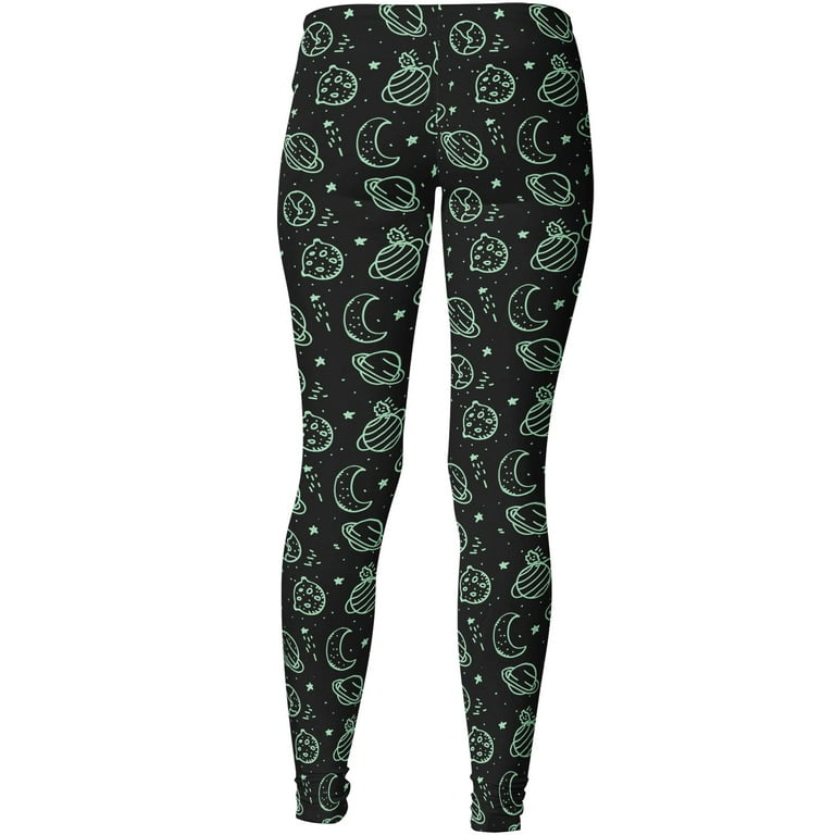 Womens Outer Space Leggings Cute Funny Planets Solar System Galaxy