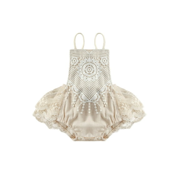 Wassery Infant Baby Girls Romper Ruffle Sleeve Romper Flower Lace Sleeveless Jumpsuits Summer Newborn Bodysuits 0-24