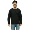 thumbnail image 1 of Atasi Men's Round Neck Short Kurta Cotton Roll-Over Sleeves Black Ethnic Shirt-XX-Large, 1 of 8