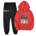 thumbnail image 1 of Odeerbi 2-9 Años Niñas Trajes de Algodón Estampado de Flores Sudaderas Con Capucha Pantalones de Dos Piezas Sudaderas de Manga Larga Con Capucha, 1 of 3