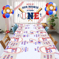 thumbnail image 5 of Baseball 1st Birthday Party Supplies for 20 Guests, Disposable Tableware Set includes Rookie of The Year Paper Plates, Tablecloth, Napkins and Forks for Boys Baby First Baseball Party Decorations, 5 of 6