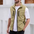 thumbnail image 6 of BRGZLK Men's Vests Casual Lightweight Zip Up Multi-Pocket Solid Color Vest Waterproof Breathable Waistcoat, 6 of 6