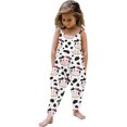 thumbnail image 2 of Toddler Girls Cow Print Jumpsuit Sleeveless Overalls Kids Spaghetti Strap Pants with Pockets Pink 2 1-2 Years, 2 of 9