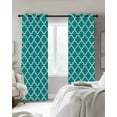 thumbnail image 3 of Teal Green Morocco Blackout Curtains 90 Inches Length, Farm Country Moroccan Geometric Plaid Window Treatment Thermal Insulated Drapes for Bedroom Living Room 2 Panels 104x90 Inches, 3 of 8