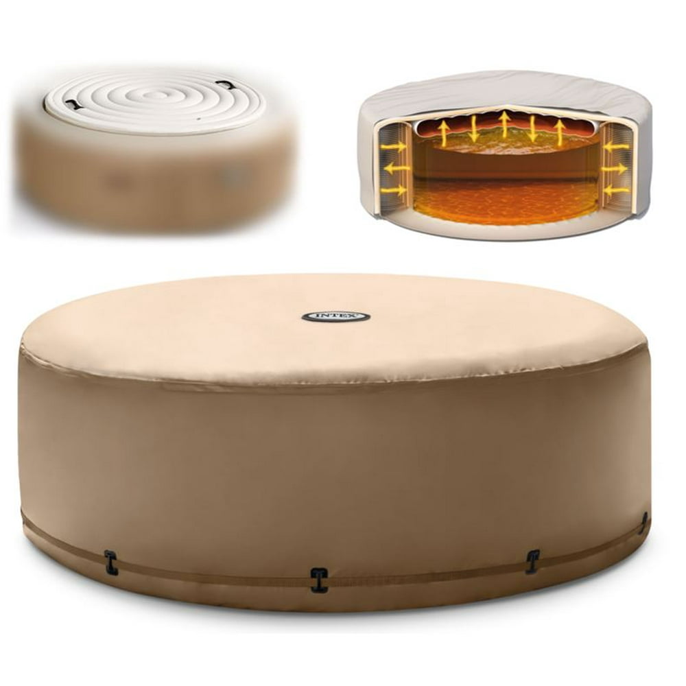 Intex Energy Efficient Cover for 4Person Round Portable Inflatable Hot Tub Spa
