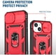thumbnail image 4 of Funda para iPhone 14 Plus con tapa deslizante para cámara, protección de grado militar, soporte giratorio de 360°, resistente a golpes, color rojo, 4 of 8