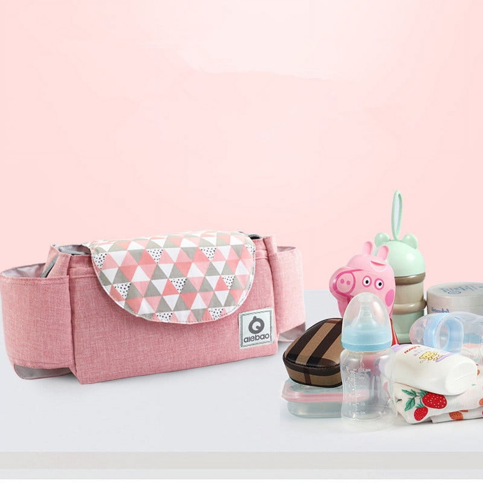 EIMELI Universal Stroller Organizer with Insulated Cup Holders by Ida Babies - Hand & Shoulder Strap – Storage for Diapers, Phone, Keys, Toys. Fit All Strollers. Perfect for Baby Gifts (Pink)