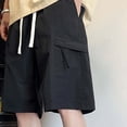 thumbnail image 3 of Eryao Men's Baggy Cargo Shorts with Pockets Summer Elastic Waist Drawstring Shorts Lightweight Breathable Beach Short Pants,Black,M, 3 of 3