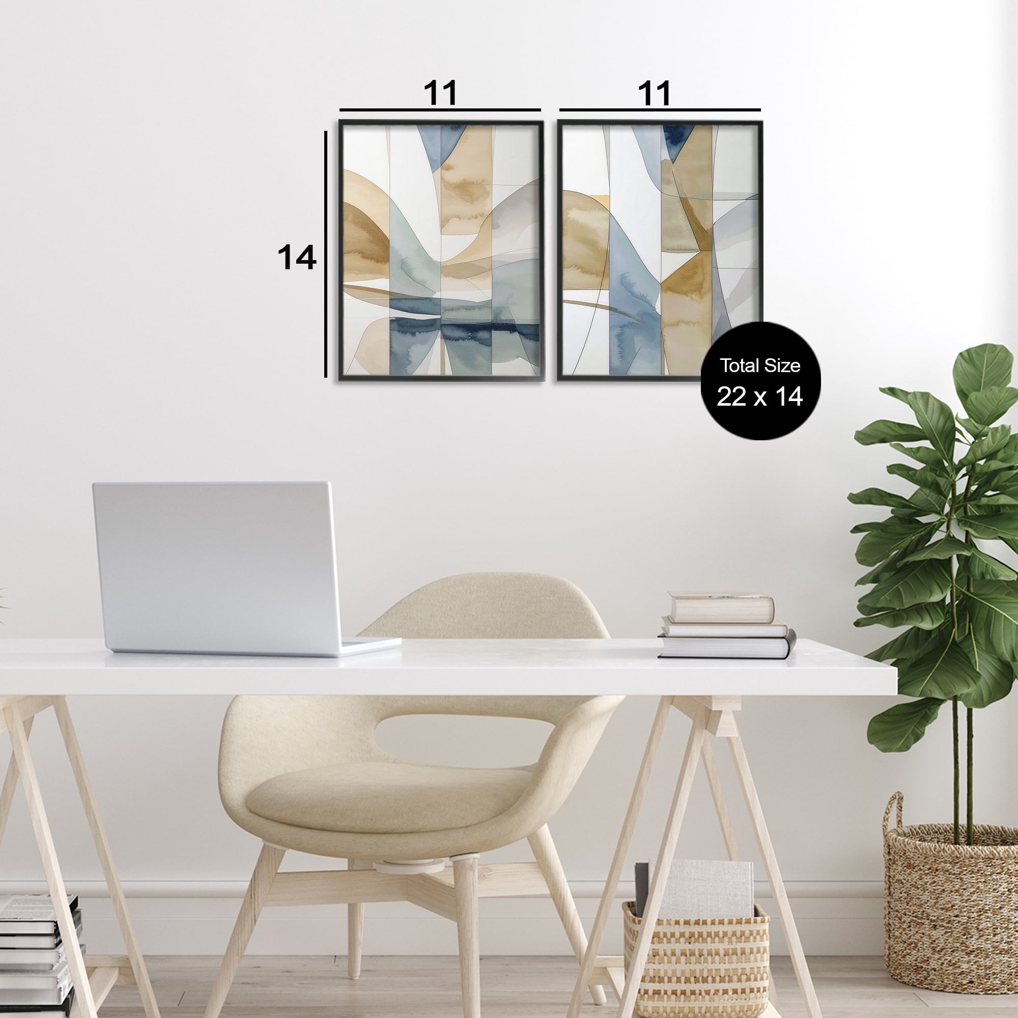 Stupell Industries Balanced Geographic Abstract 2 Piece Black Framed Giclee Art Set, design by Alonza Saunders