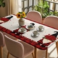 thumbnail image 3 of Red Valentine's Day Table Cloths for 4 Foot Rectangle Tables, Roses Gnomes Love Heart Plaid Rustic Patio Waterproof Elastic Fitted Tablecloths, Washable Rectangular Table Cover for Camping, 3 of 8
