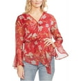 thumbnail image 2 of Vince Camuto Womens Flutter Cuff Peplum Blouse, Red, XX-Small, 2 of 2