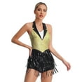 thumbnail image 2 of Aiihoo Women Sparkly Sequins Tuxedo Ballet Gymnastics Leotard Ballroom Latin Jazz Dance Dress Yellow XL, 2 of 7