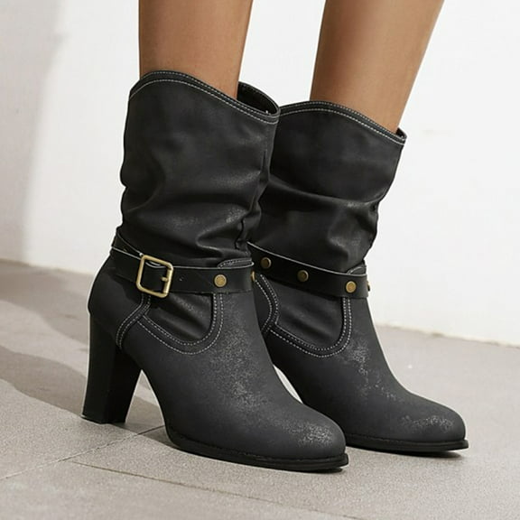 Teacher Appreciation Gifts AXXD High Heels Shoes, Ladies Knee-High Fall Autumn Christmas Hiking Boots Women Winter Shoes For Women Hiker Boots Boots For Rollback