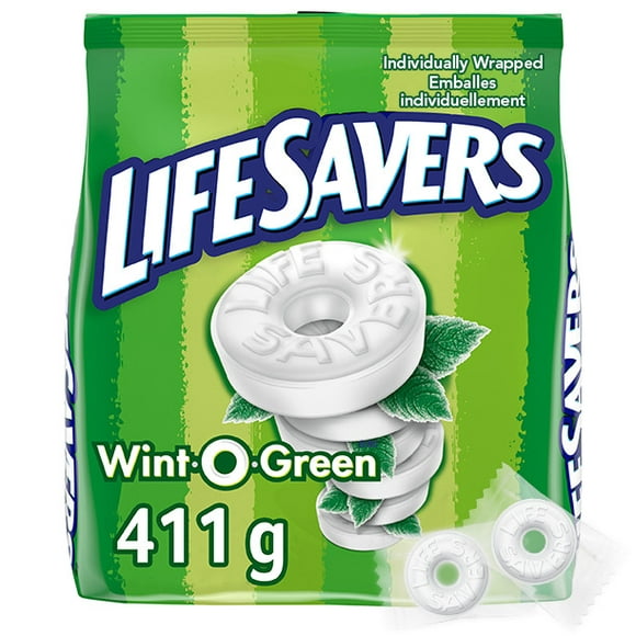 LIFE SAVERS, Wint O Green Candy Mints, Sharing Bag, 411g, Bag, 411g