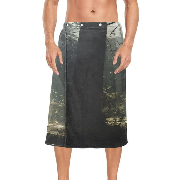 Ryvnso Men's Adjustable Shower Wrap A Big Bear in Forest Bath Towels with Snap Closure 28 x 60 inch