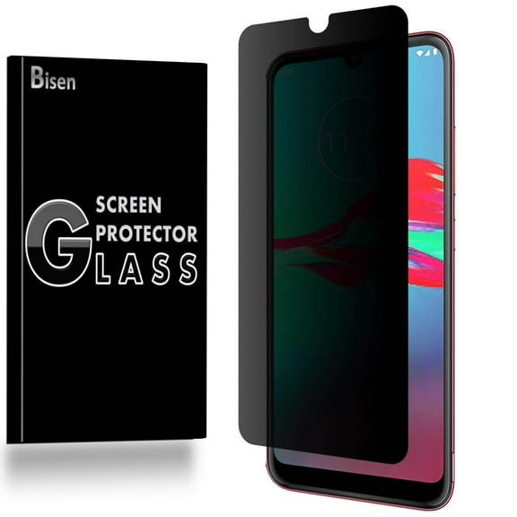 Fit Motorola Moto E6 Plus [BISEN] Privacy Anti-Spy Tempered Glass Screen Protector, Anti-Scratch, Anti-Shock, Shatterproof