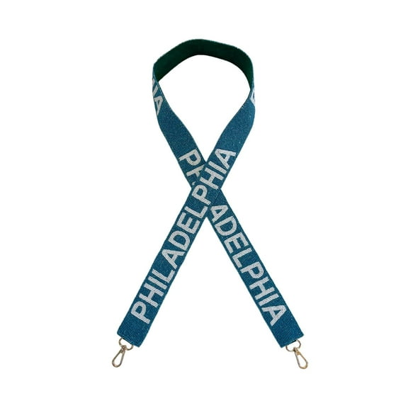 Lashicorn Philadelphia Green Beaded Purse Strap White Letters 49 Pro Football Stadium Approved Clear Bag Eagle Gold Hardware Pennsylvania Sports College East