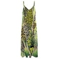 thumbnail image 6 of Tropical Leopard Print Jungle Leaves Sleeveless Suspender Dress Summer Fashion Casual Long Dress, 6 of 9