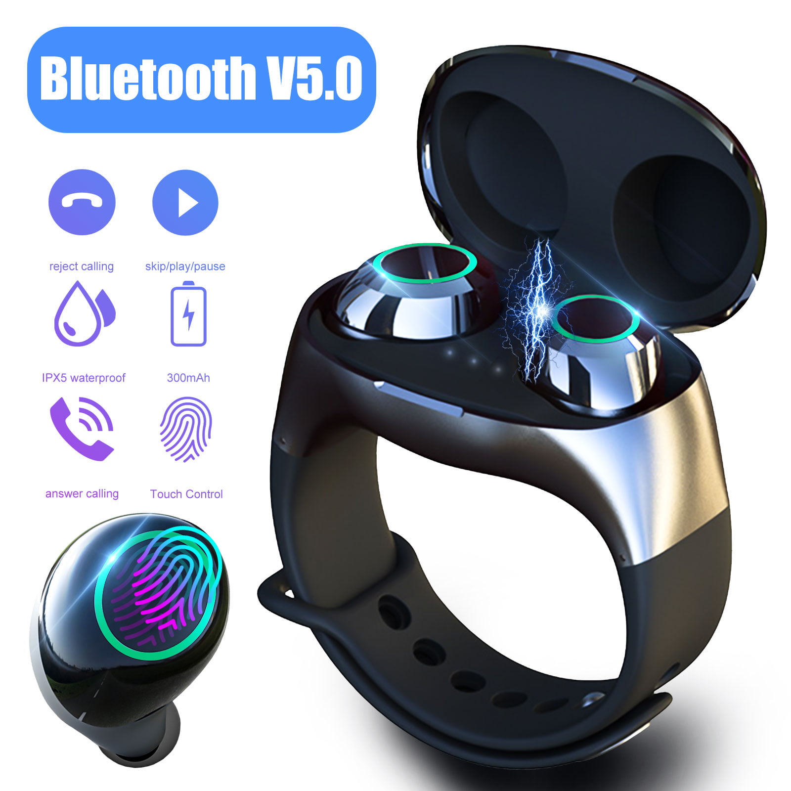 2020 Smart Watch With Wireless Earbuds, Bluetooth 5.0 Earbuds Mini