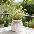 thumbnail image 6 of Rope Plastic Vase Faux Ceramic Flower Pot European Modern Centerpiece, Diamond Geometric Jute Wrapped, 4 in Decorative Accent for Living Room Office, 6 of 6