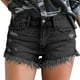 thumbnail image 1 of Pantalones cortos de mezclilla desgastados y deshilachados para mujer, lindos pantalones cortos rasgados de talle medio para mujer, 1 of 5
