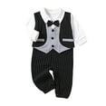 thumbnail image 3 of Mwjwdo Toddler Baby Girl Boy Jumpsuit British Style Gentleman's Button Down Lapel Suit Shirt Romper Bodysuit Infant Clothes, 3 of 5