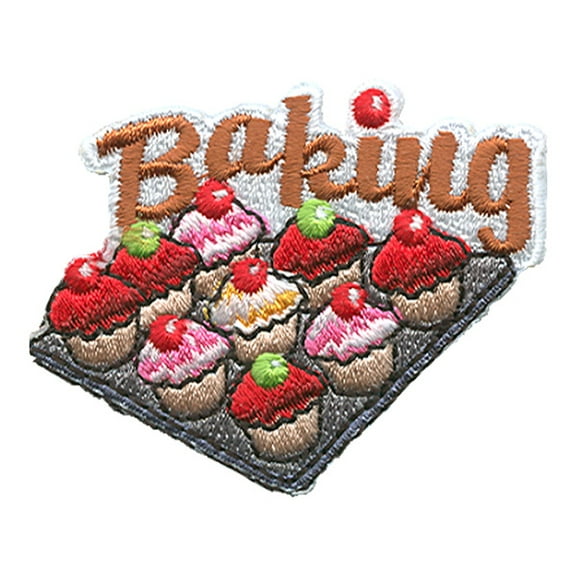 12 pieces 2" Custom Activity Scouts Applique Fun Patches - Baking (Cupcakes On Pan) Patch