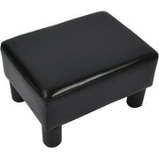 Footrest Small Ottoman Stool PU Faux Leather Modern Rectangle Seat Chair Footstool Black