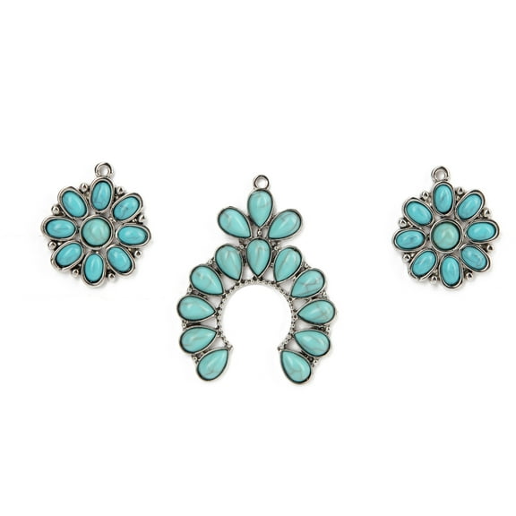Cousin DIY Faux Turquoise Squash Jewelry Charms, Silver Metal, 3 Piece, Adult, Unisex, 69995798