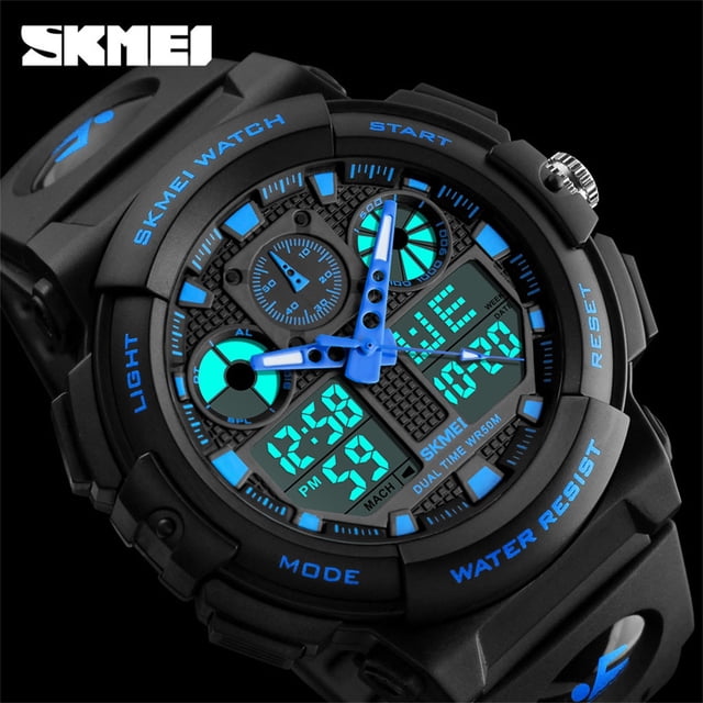 HomeKingdee Men's Large Dial Digital Sports Watch with Alarm Calendar 50m Waterproof Blue - Multifunctional Outdoor Watch for Men's Activities