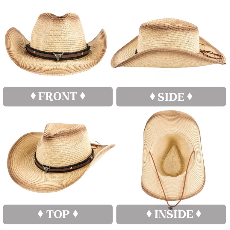 WoWstyle Cowgirl Hat for Women Men, Western Straw Cowboy  display picture 3