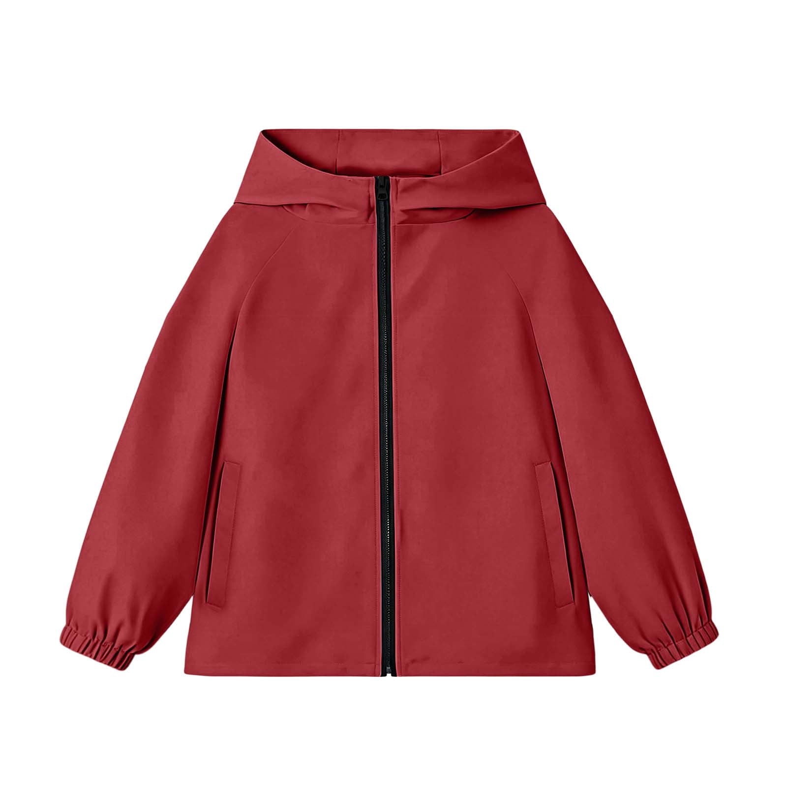 Lutiedan Girls Waterproof Rain Jacket Zip Up Hooded Lightweight Windbreaker Casual Outdoor Raincoats with Pocket Size 5-16